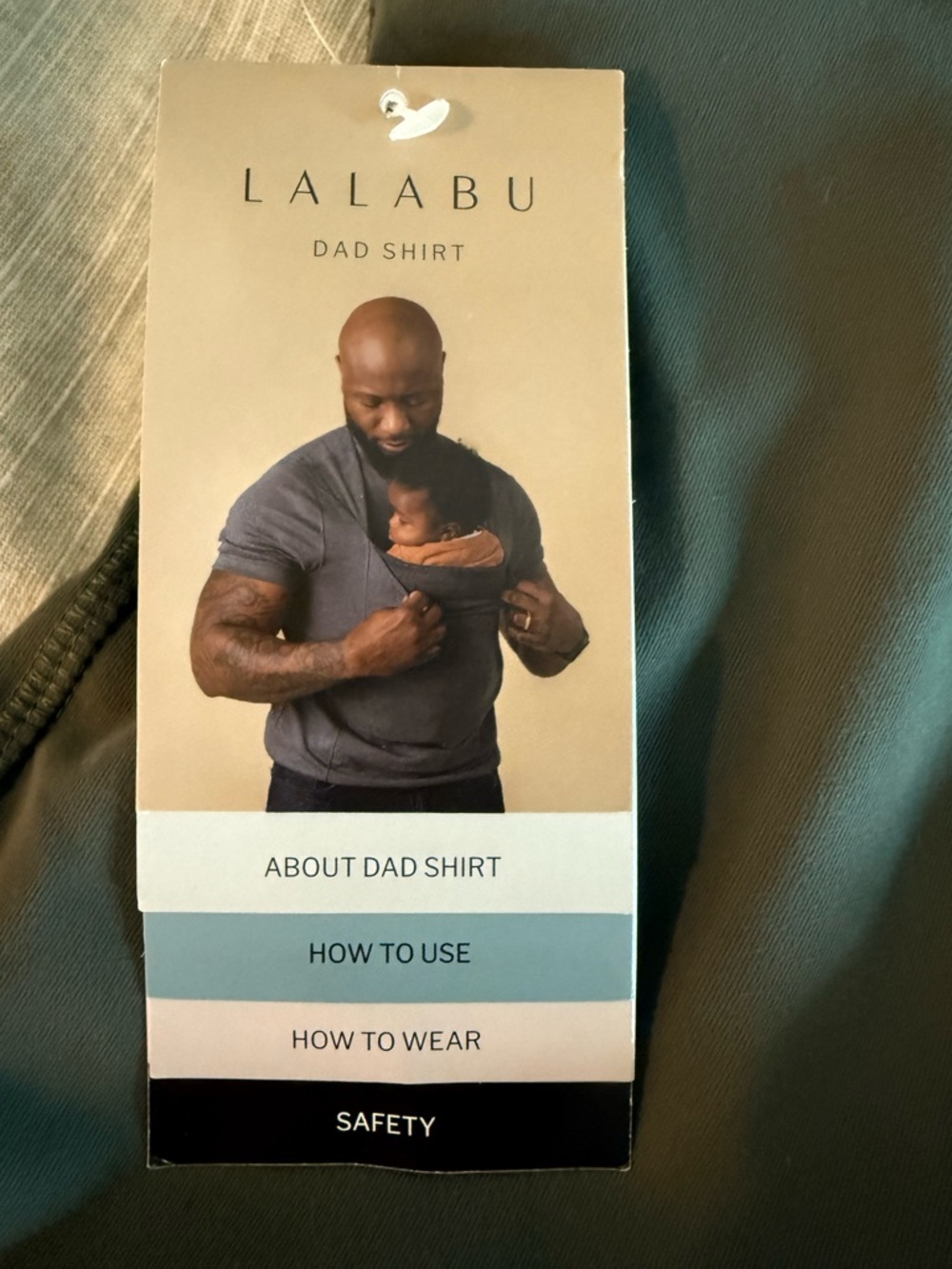 Lalabu dad shirt NWT Long-Sleeve baby wearing/carrying shirt in olive green - Picture 5 of 5